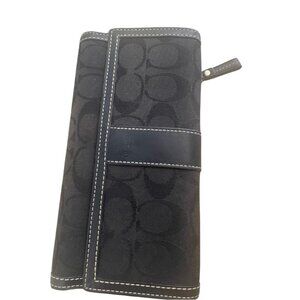 COACH Signature Tri-fold wallet in black, excellent condition